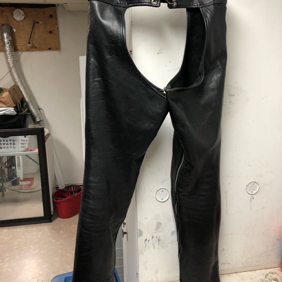 Black Leather Studded Chaps - Picture 3 of 7